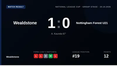 Wealdstone secured a 1-0 win against Nottingham Forest U21 in the National League Cup, with A